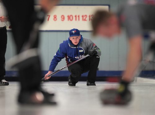 Skip, Braden Calvert plays in the Manitoba Open at Deer Lodge Curling Friday morning. See Tim Campbell story.   Jan 15, 2016 Ruth Bonneville / Winnipeg Free Press