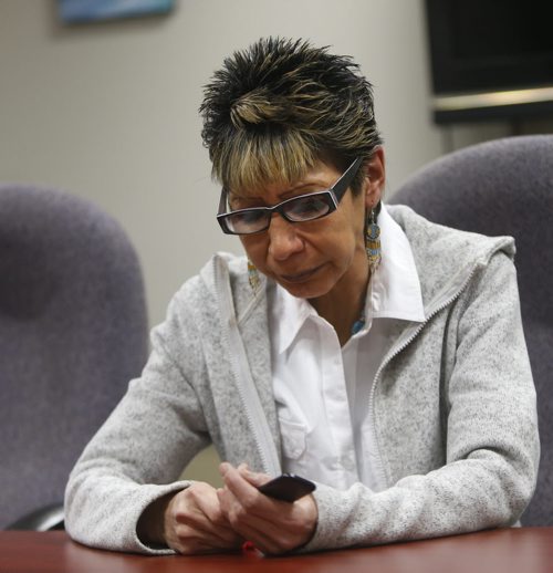 Sue Caribou, the aunt of the two women charged in the citys first homicide of the year at a news conference at the AMC offices Friday. She gave an emotional account of the numerous tragedies her family has had to endure.  Alex Paul story  Wayne Glowacki / Winnipeg Free Press Jan. 15 2016