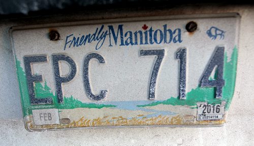 Licence plate stickers  those little stick-on squares in the corners  will no longer be required as of March 1. See Chad Scarsbrook story. January 15, 2015 - (Phil Hossack / Winnipeg Free Press)