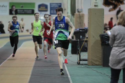 Josh Samyn comes in 1st place in the 600m while competing in the  Athletics Manitoba Winter Open Track and Field Meet at the James Daly Fieldhouse, Max Bell Centre, U of Manitoba Saturday.   Jan 16, 2016 Ruth Bonneville / Winnipeg Free Press