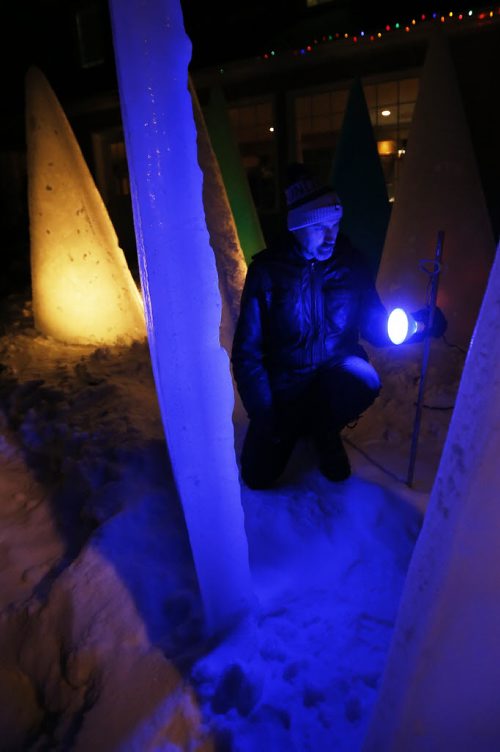 January 17, 2016 - 160117  -  David Falk creates up to 21 frozen trees every year and enjoys them with his family and friends at his birthday outside his home Sunday, January 17, 2016.  John Woods / Winnipeg Free Press