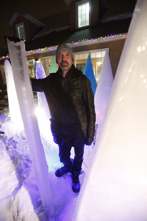 January 17, 2016 - 160117  -  David Falk creates up to 21 frozen trees every year and enjoys them with his family and friends at his birthday outside his home Sunday, January 17, 2016.  John Woods / Winnipeg Free Press