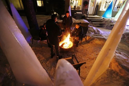 January 17, 2016 - 160117  -  David Falk (R) creates up to 21 frozen trees every year and enjoys them with his family and friends at his birthday outside his home Sunday, January 17, 2016.  John Woods / Winnipeg Free Press