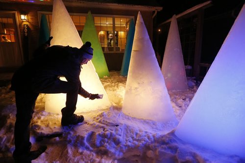 January 17, 2016 - 160117  -  David Falk creates up to 21 frozen trees every year and enjoys them with his family and friends at his birthday outside his home Sunday, January 17, 2016.  John Woods / Winnipeg Free Press