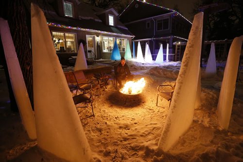 January 17, 2016 - 160117  -  David Falk creates up to 21 frozen trees every year and enjoys them with his family and friends at his birthday outside his home Sunday, January 17, 2016.  John Woods / Winnipeg Free Press