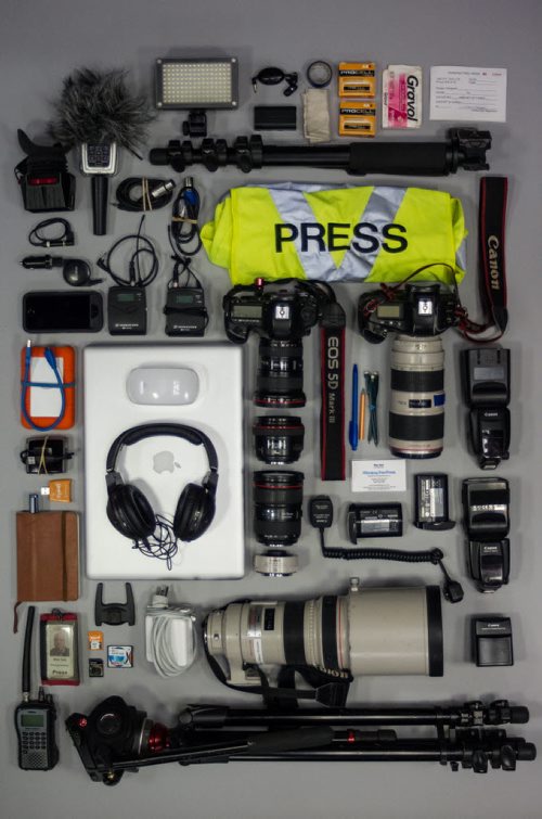 The equipment I use to do my job as a photojournalist at the Winnipeg Free Press. 160119 - Tuesday, January 19, 2016 -  MIKE DEAL / WINNIPEG FREE PRESS