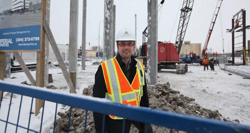 BIZ:  Photo of ADRIAN SCHULZ, president and CEO of Imperial Properties, at the site of a new office/retail/residential development that will be built on the site, 257 Osborne St. (west side of the street just north of the overpass and immediately south of Confusion Corner). Jan 21, 2016 Ruth Bonneville / Winnipeg Free Press