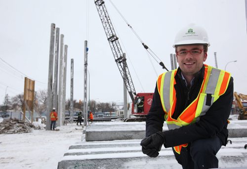 BIZ:  Photo of ADRIAN SCHULZ, president and CEO of Imperial Properties, at the site of a new office/retail/residential development that will be built on the site, 257 Osborne St. (west side of the street just north of the overpass and immediately south of Confusion Corner). Jan 21, 2016 Ruth Bonneville / Winnipeg Free Press