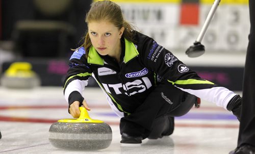 BEAUSEJOUR, MB -Jr. skip Christine MacKay at the 4:30 draw at Sun Gro Centre for The Scotties Tournament of Hearts Thursday evening. BORIS MINKEVICH / WINNIPEG FREE PRESS January 21, 2016