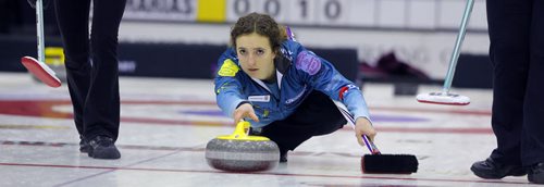 BEAUSEJOUR, MB -Jr. skip Mackenzie Zacharias  at the 4:30 draw at Sun Gro Centre for The Scotties Tournament of Hearts Thursday evening. BORIS MINKEVICH / WINNIPEG FREE PRESS January 21, 2016