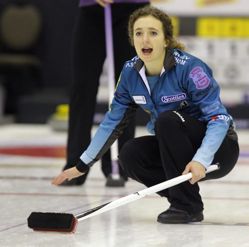 BEAUSEJOUR, MB -Jr. skip Mackenzie Zacharias  at the 4:30 draw at Sun Gro Centre for The Scotties Tournament of Hearts Thursday evening. BORIS MINKEVICH / WINNIPEG FREE PRESS January 21, 2016