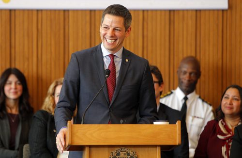 WINNIPEG, MB - Together with individuals and community leaders, Mayor Brian Bowman will reflect on the year following Winnipeg being labeled the most racist city in Winnipeg by Macleans magazine, and will outline further steps to build reconciliation, diversity, and inclusion. BORIS MINKEVICH / WINNIPEG FREE PRESS January 22, 2016