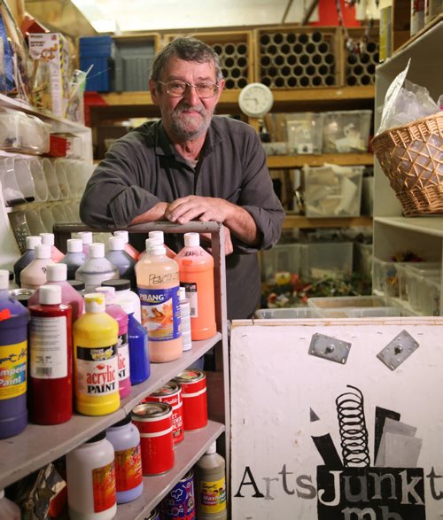 Volunteers Kaz Sawicz os a retired welder for CN and now enjoys volunteering his time for ArtsJunktion that repurposes materials left over from manufacturing business that normally go into the landfill to be used as art supplies.  Items are on a pay-what-you-can basis.    Jan 22, 2016 Ruth Bonneville / Winnipeg Free Press