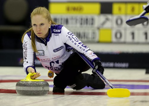 Kristy McDonald during the 2016 Scotties Tournament of Hearts in Beausejour, Friday, January 22, 2016. (TREVOR HAGAN/WINNIPEG FREE PRESS)
