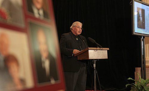 Justice Murray Sinclair reflects on the life of The Honourable Howard Pawley, former premier of Manitoba who he fondly refers to as his   "best friend"  at the Manitoba Legislature Saturday during memorial service. See Alex Paul story.  Jan 23, 2016 Ruth Bonneville / Winnipeg Free Press
