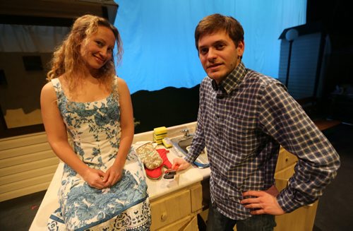 Jen Robinson and Thomas Toles in Middletown, which will be the first production by the Black Hole Theatre inside their new home in the Tache Building at the University of Manitoba, Saturday, January 23, 2016. (TREVOR HAGAN/WINNIPEG FREE PRESS)