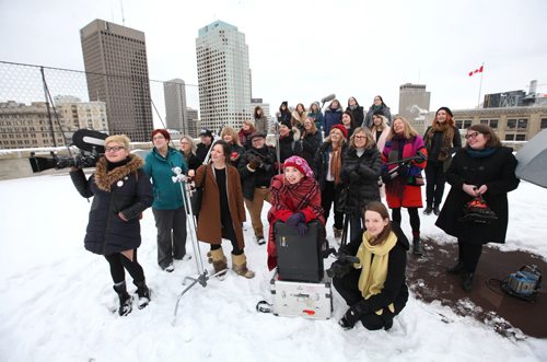 Story, Women in Winnipeg film.  A group of women filmmakers and videomakers pose for a group photo on the rooftop of ArtsSpace for story showcasing  how large the community is in Wpg.  See Jen Zoratti story.   Jan 26, 2016 Ruth Bonneville / Winnipeg Free Press