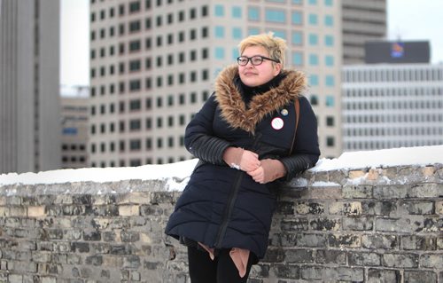 Story, Women in Winnipeg film.  Local Indigenous filmmaker, Sonya Ballantyne, has her portrait taken on the rooftop of ArtsSpace for story on local women in the film business.  See Jen Zoratti story.   Jan 26, 2016 Ruth Bonneville / Winnipeg Free Press