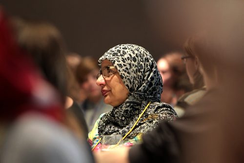 Shahina Siddiqui, founder and Executive Director of the Islamic Social Services Association based in Winnipeg was one of the female leaders attending a special luncheon held at  CMHR for students across Manitoba to learn about voting rights on the 100th anniversary of Women's Right to Vote Thursday.   See Alex Paul story.   Jan 28, 2016 Ruth Bonneville / Winnipeg Free Press