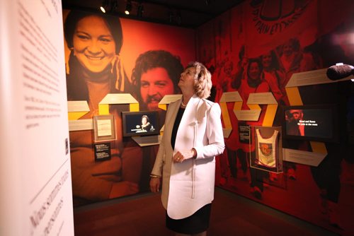 Lt. Gov. Janice Filmon, tours the - banned from the ballet exhibit  at  the CMHR on the 100th anniversary of Women's Right to Vote Thursday.   See Alex Paul story.   Jan 28, 2016 Ruth Bonneville / Winnipeg Free Press