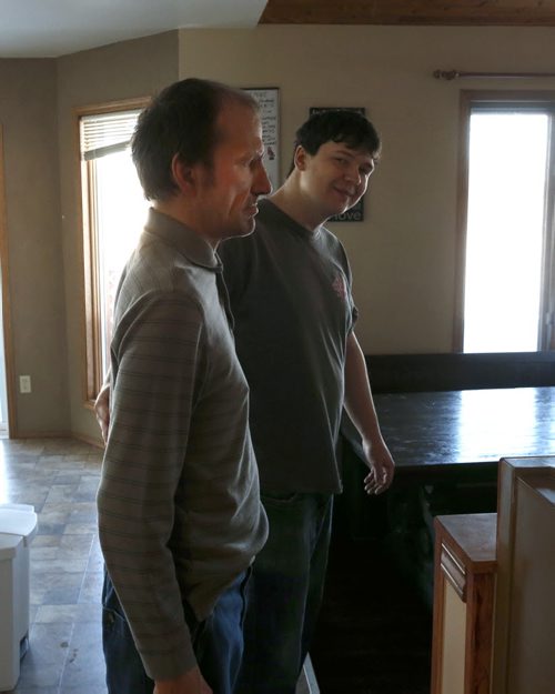 At left, Bert Gockel  with Residential Treatment Worker Richard Guenter  in the New Directions home in the RM of Springfield where 3 intellectually disabled men live. Carol Sanders story Wayne Glowacki / Winnipeg Free Press Jan. 28 2016