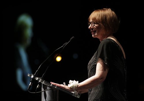 Nellie's granddaughter Marcia McClung speaks to the Centennial Women's Gala, Celebrating 100 Years of Manitoba Women's Right to Vote. See Story. January 28, 2016 - (Phil Hossack / Winnipeg Free Press)