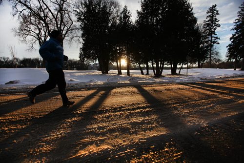 A jogger makes his way around Assiniboine Park in the late afternoon sunshine Friday. Standup photo  Jan 29, 2016 Ruth Bonneville / Winnipeg Free Press