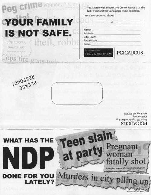 pc flyer ndp - for mary agnes welch winnipeg free press