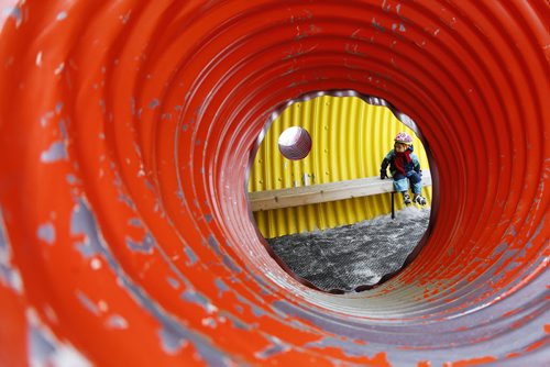 January 31, 2016 - 150914  - Three year old Meadow Preteau takes a break from skating in a warming hut at the Forks Sunday, January 31, 2016.  John Woods / Winnipeg Free Press