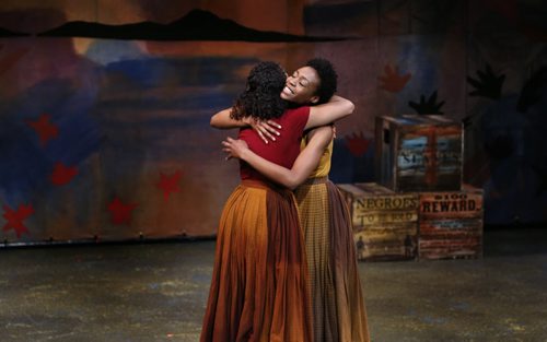 Actors Gabrielle Graham,right, and Reanna Joseph in a scene form The Power of Harriet T, a play about Harriet Tubmans life story. The play at the Manitoba Theatre for Young People is in celebration of Black History Month. Randall King story Wayne Glowacki / Winnipeg Free Press Feb.2 2016