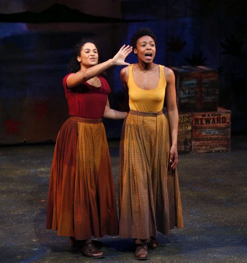 Actors Gabrielle Graham,right, and Reanna Joseph in a scene form The Power of Harriet T, a play about Harriet Tubmans life story. The play at the Manitoba Theatre for Young People is in celebration of Black History Month. Randall King story Wayne Glowacki / Winnipeg Free Press Feb.2 2016