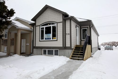 TriWest Show Home at 516 Ferry Rd is example of a new home in older neighbourhood.  Great new home for infill housing.    Contact, Ken Smith.  Pre-fab home built off-site and placed onto foundation.    February 2, 2016 Ruth Bonneville / Winnipeg Free Press