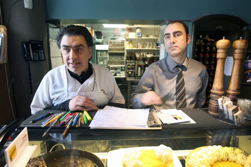 In Fernos Bistro- 312 Des Meurons St- Fern Kirouac, left with his son Chris  -See David Sanderson This City Feature  Feb 04, 2016   (JOE BRYKSA / WINNIPEG FREE PRESS)