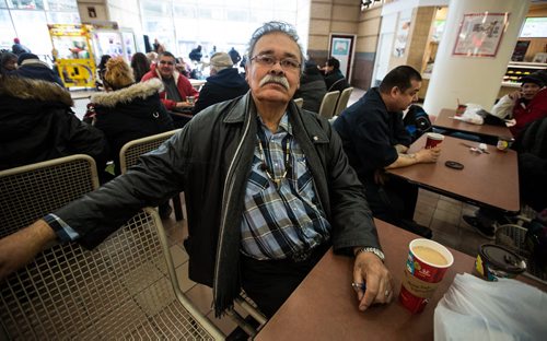 Joseph Meconse, 74, was kicked out of the Portage Place Mall's food court for loitering last Friday. The Sayisi Dene elder, military veteran and Order of Manitoba recipient hasn't let the issue keep him away from his usual spot in the food court though he is hoping that the person who kicked him out will apologize. 160204 - Thursday, February 4, 2016 -  MIKE DEAL / WINNIPEG FREE PRESS