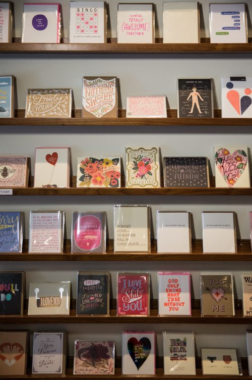 Tiny Feast, a boutique stationary story in the Exchange District, has many different kinds of valentine cards. 160204 - Thursday, February 4, 2016 -  MIKE DEAL / WINNIPEG FREE PRESS