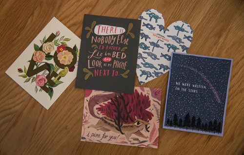 Tiny Feast, a boutique stationary story in the Exchange District, has many different kinds of valentine cards. 160204 - Thursday, February 4, 2016 -  MIKE DEAL / WINNIPEG FREE PRESS