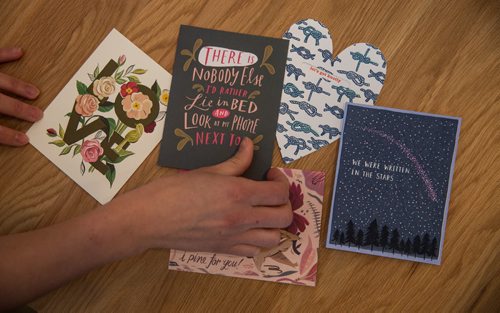 Tiny Feast, a boutique stationary story in the Exchange District, has many different kinds of valentine cards. 160204 - Thursday, February 4, 2016 -  MIKE DEAL / WINNIPEG FREE PRESS