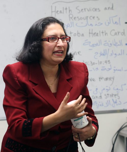 Syrian refugees at the Arabic Express program  its a 2-week orientation and a crash course to help them get survival skills.-259 Portage Ave- teacher Mariam Rezkalla teaches class Tuesday-See Carol Sanders story - Feb 09, 2016   (JOE BRYKSA / WINNIPEG FREE PRESS)
