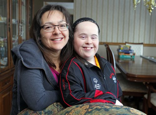 Philanthropy page. Pic of Niki Carr, right, and her mother Diane. Niki is an athlete with Special Olympics. BORIS MINKEVICH / WINNIPEG FREE PRESS February 10, 2016