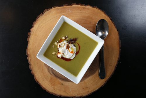 Modern Green Pea Soup.This was prepared at the Marion Street Eatery. Bart Kives story Wayne Glowacki / Winnipeg Free Press Feb.11 2016