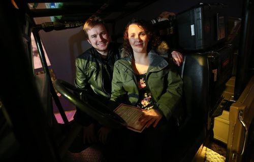 Joel Mucha and Brittany Bartram at Safari Night at the Manitoba Museum, where people were taking guided tours with photography tips, Thursday, February 11, 2016. (TREVOR HAGAN/WINNIPEG FREE PRESS)