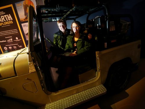Joel Mucha and Brittany Bartram at Safari Night at the Manitoba Museum, where people were taking guided tours with photography tips, Thursday, February 11, 2016. (TREVOR HAGAN/WINNIPEG FREE PRESS)