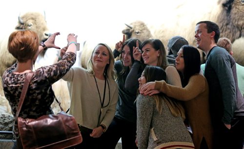 People taking photos during Safari Night at the Manitoba Museum, where people were taking guided tours with photography tips, Thursday, February 11, 2016. (TREVOR HAGAN/WINNIPEG FREE PRESS)