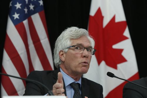 Jim Carr, Canada's  Minister of Natural Resources hosted a meeting with Mexicos Secretary of Energy, Pedro Joaquín Coldwell and Dr. Ernest Moniz, the United States Secretary of Energy in Winnipeg for a North American Energy Ministers Meeting in Winnipeg. The news conference included a signing ceremony for a collaborative agreement.  Kristin Annable story Wayne Glowacki / Winnipeg Free Press Feb. 12 2016