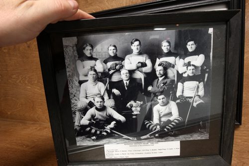 JOE BRYKSA / WINNIPEG FREE PRESS Manitou, Manitoba, Historical 1909-1910 photo  inside the Manitou Community Arena, February 16, 2016.( See Randy Turner rural hockey rinks 49.8 story)