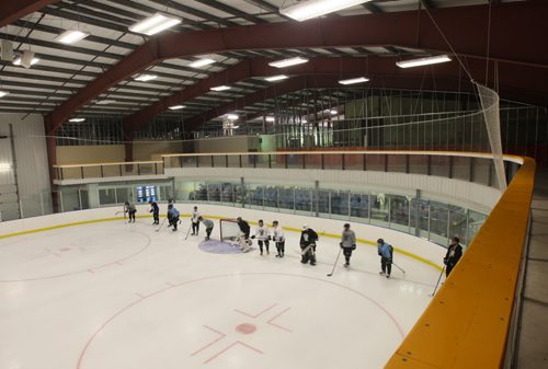 JOE BRYKSA / WINNIPEG FREE PRESS Pilot Mound, Manitoba , Pilot Mound Hockey Academy- Home of Pilot Mound Buffaloes- Inside their big rink, February 16, 2016.( See Randy Turner rural hockey rinks 49.8 story)