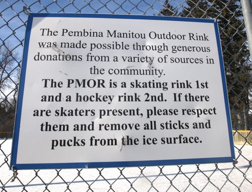JOE BRYKSA / WINNIPEG FREE PRESS Manitou, Manitoba, The Pembina Manitou outdoor rink, February 16, 2016.( See Randy Turner rural hockey rinks 49.8 story)