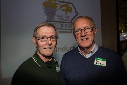 MIKE DEAL / WINNIPEG FREE PRESS Inductees into the Manitoba Curling Hall of Fame were announced at the Manitoba Sports Hall of Fame on Pacific Avenue. From left: Bob Boughey and Ron Westcott. 160216 - Tuesday, February 16, 2016