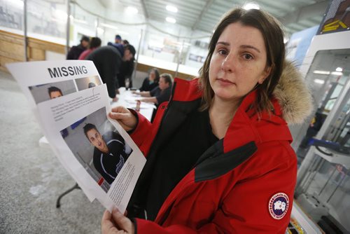 JOHN WOODS / WINNIPEG FREE PRESS Laresa Sayles, aunt of Cooper Nemeth, organises hundreds of volunteers at Gateway Recreation Centre who came together to search for Nemeth Tuesday, February 16, 2016. Cooper Nemeth was last seen early Sunday morning at a party in Valley Gardens.