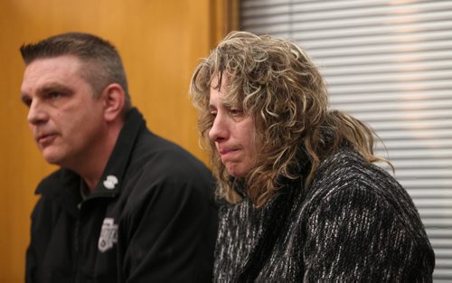 Ruth Bonneville / Winnipeg Free Press
Cooper James Nemeth's mom,  Gaylene Nemeth with her husband, Brent by her side,  can't hold back tears while at a Winnipeg police news conference on Wednesday, Feb 17, 2016.  Cooper James Nemeth, 17, was last seen in the Valley Gardens area early Sunday morning.
